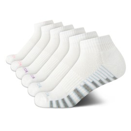 Nautica Women's Comfort Cushioned Quarter Cut Moisture Control Athletic Socks (6 Pack), Size 4-10, All White
