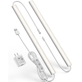 ASOKO HOME Dimmable Wired Under Cabinet Lighting - 2 Pack of 12-Inch Daylight 4000K Linkable USB LED Lights for Kitchen, Desk, Sink, and Workbench