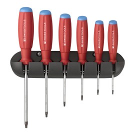 PB Swiss Tools SwissGrip Screwdriver Set with Wall Rack for Torx Screws, size T8-T25