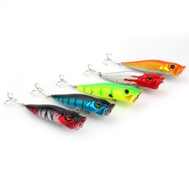 5 Pieces Artificial Bait Kit Full Fishing Tackle Lots Including Hard Bait Minnow Popper Crankbaits Bait Tackle Minnow Fishing Bait