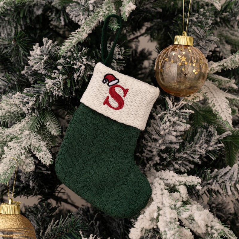 Christmas Stocking – Green A-Z Letter Hanging Christmas Stockings, Christmas