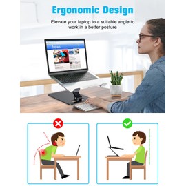 Babacom Laptop Stand Lap Desk, Ergonomic Foldable Computer Stand with Adjustable Height, Ventilated Aluminium Alloy Laptop Riser Compatible with MacBook Air, Pro, Dell XPS, All 10-16" Laptops (Black)