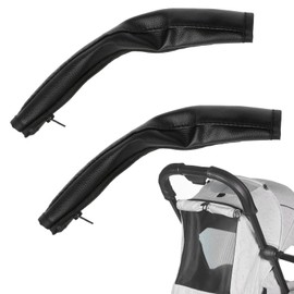 2Pcs Pushchair Handle Covers,PU Leather Pram Handle Cover,Pram Handle Cover,for Most Strollers (Black)