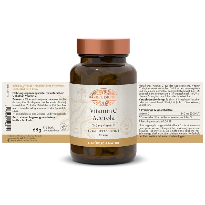 BÄRBEL DREXEL® Acerola Bioactive Lozenges Natural Vitamin C (136pcs) 100%