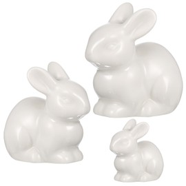 BESPORTBLE Ceramics Family Bunny Ornament: 3Pcs Miniature Bunny Figurines Mini Bunny Figurines Cute Tiny Rabbit for Easter Garden Potted Supplies Home Decoration Miniature Garden Decor