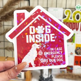 (3Pcs) Dog Inside Fire Sticker, Dog Inside in Case of Emergency Please Save Our Dogs Decal, Pet Emergency Stickers, Sticker Waterproof for Home, Door, Decal 5" (Hologram)