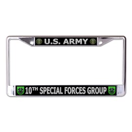 U.S. Army 10th Special Forces Group Chrome License Plate Frame