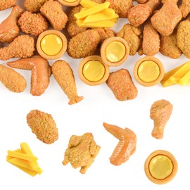 Hanycon 50PCS Simulation Fried Food Set Fake Fried Food Lifelike Artificial Food Model for Photography Prop Key Chain Desk Shops Party Display Decor