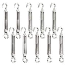 MDEOOSKY 10PCS M4 M6 M8 M10 Tensioner Turnbuckle Hook and Eye, 304 Stainless Steel Turnbuckle Hook, Adjustable Shade Sail Hardware for Tightening Up 1/4 5/32 5/16 3/8 Inch Metal Cable Wire