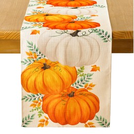 DOLOPL Fall Table Runner, Thanksgiving Table Runner with Pumpkins and Maple Leaves, Waterproof Autumn Farmhouse Table Decor for Fall Decorations, Kitchen, and Holiday Gatherings, 13x72 Inch