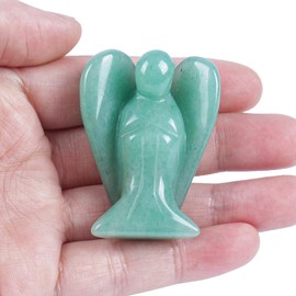 Loveliome Guardian Angel Statue,Hand Carved Stone Healing Crystal Figurines for Home Décor or Collectibles, 2 Inches, Green Aventurine