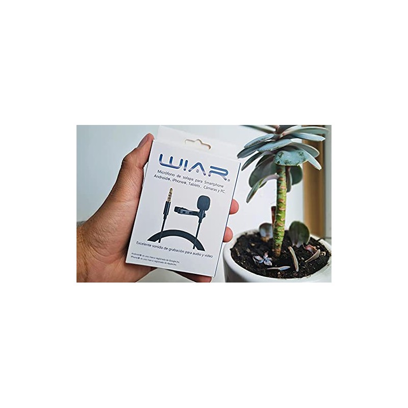 WIAR Micrófono de Solapa Lavalier Profesional para Celular Smartphone Tablet