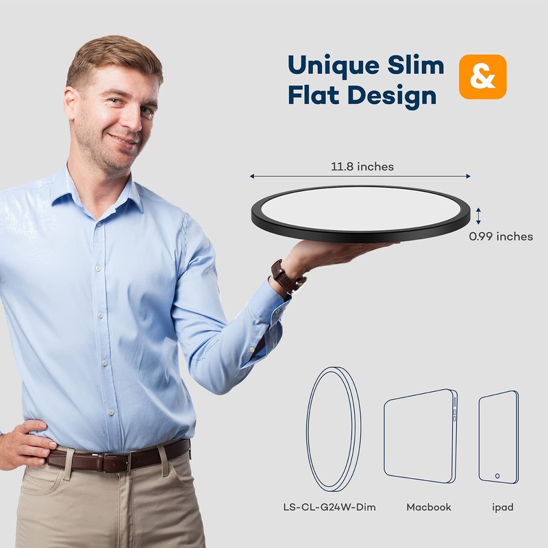 BLNAN LED Flush Mount Ceiling Light with Remote Control, 12
