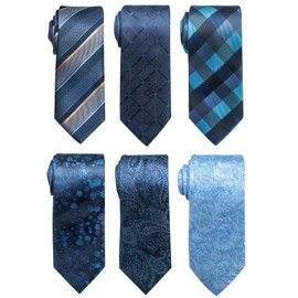 Passabin Tie For Men Necktie Woven Jacquard Neck Ties Set 6 PCS (Black,Green,Blue,Red,Gold,Sliver,Purple)