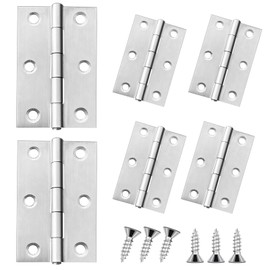 ELAINEDE 6 PCS 2.5 inch Modern/Contemporary Stainless Steel & Black Butt Hinges for Wood, Small Hinges with 36 Mounting Screws, Silver