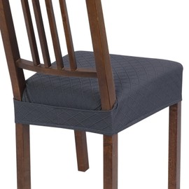 SearchI Juego de 6 Fundas de Asiento elásticas para sillas de Comedor, Suaves, Lavables y extraíbles, Protector para Asiento de Comedor (Cubierta Trasera, Jacquard Gris)