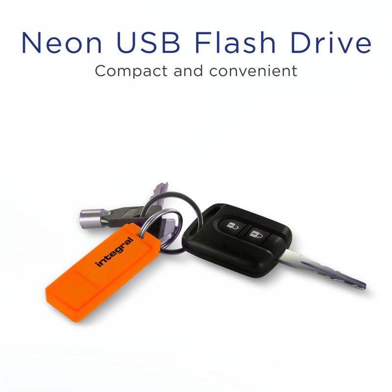 Integral 64GB Neon Orange USB 2.0 Flash Drive