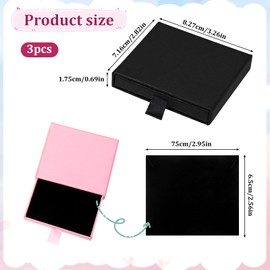 3 Pack Jewelry Gift Boxes, 3.14x2.75x0.66Inch Small Gift Boxes, Cardboard Jewelry Boxes, Drawer Type Jewelry Organizer Box, Jewelry Box for Women for Bracelets Earrings Necklaces Earring (Pink, Black)