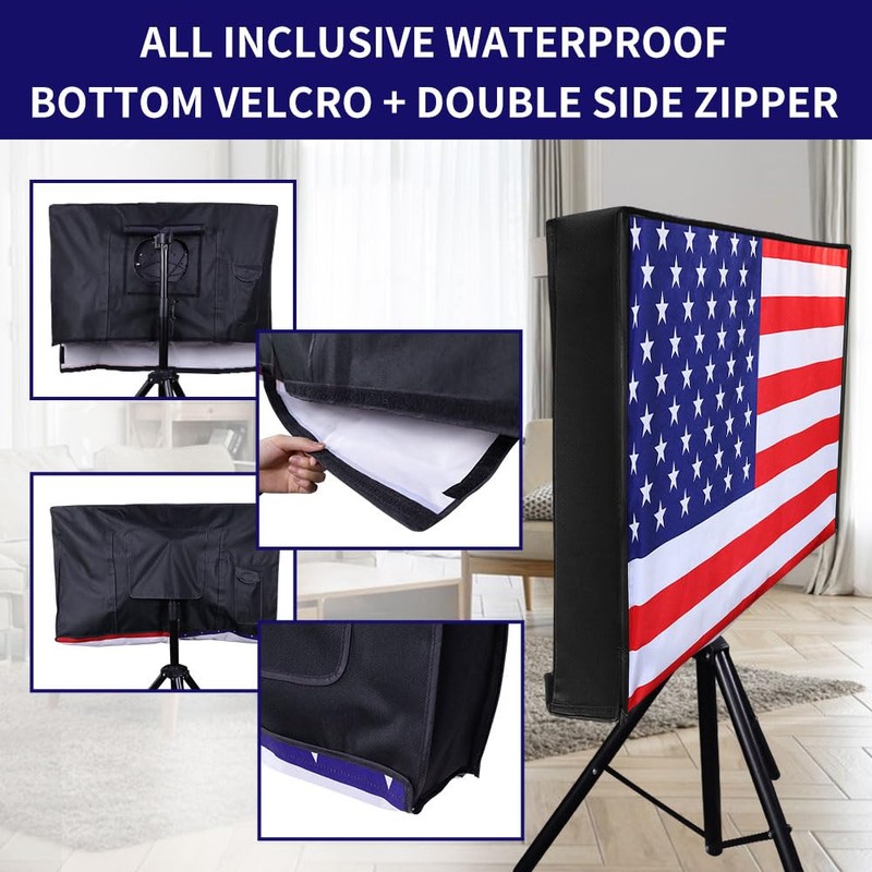 Outdoor TV Cover American Flag 60-65 Inch, 600D Waterproof and