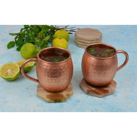 Marbco Sandstone Water Absorbent Hand Crafted Octagon Coasters for Drinks- Set of 4 - 4 inches Wide Thirsty Stone bar/Drink Coasters Made from Real Solid Stone (Without Holder, Set of 4)