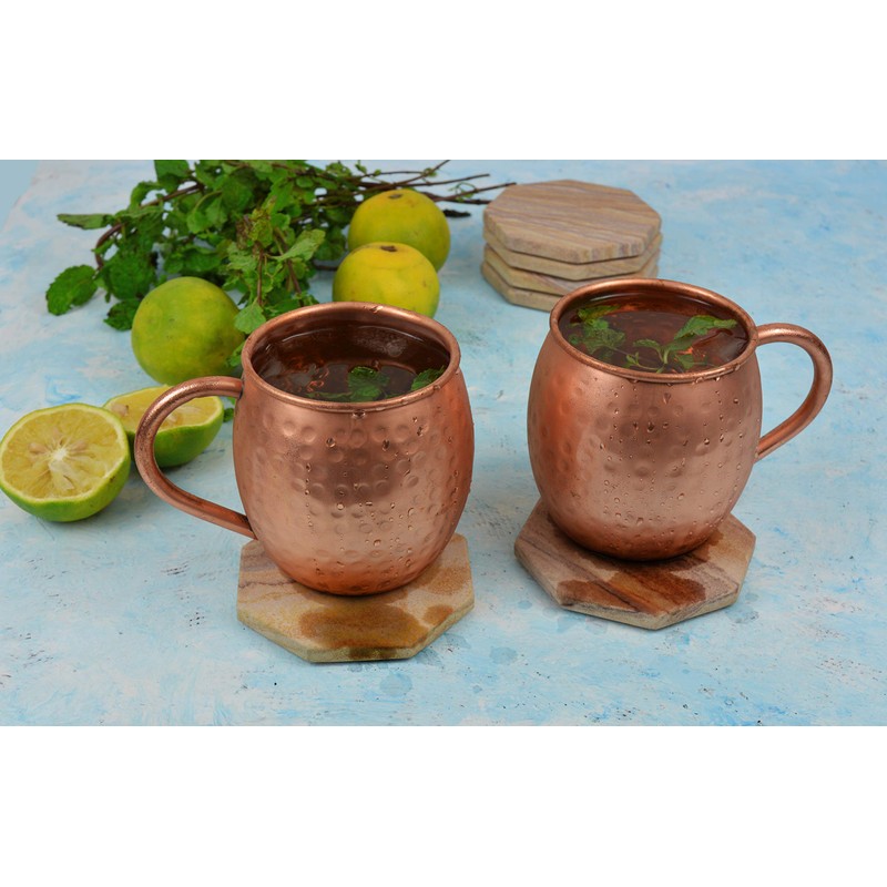 Marbco Sandstone Water Absorbent Hand Crafted Octagon Coasters for Drinks-