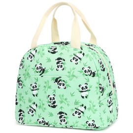 Lunch Bag for Girls Women, Reusable Insulated Lunch Tote Lunch Box for School Work Picnic (Panda Green)