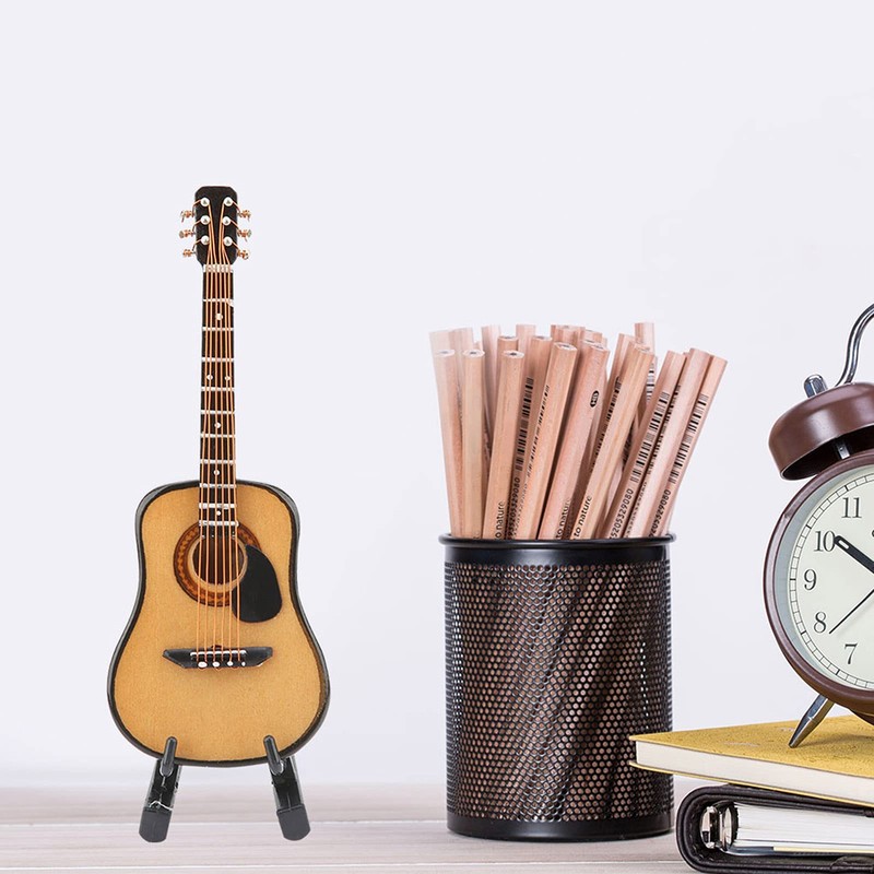 HilBeliFU Wooden Miniature Guitar Display Set, 10cm Tiny Guitar Decor