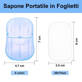 300 Sheets Soap Paper and 5 Color Box for Portable Soap Sheets. Disposable Soap Portable in Sheets/Soap Tablets for Travel, Camping