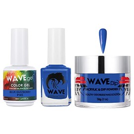 WAVEGEL Soak-Off Gel, Nail Lacquer & Acrylic/Dip Powder Matching Set - Simplicity Collection - #P145 Blue Razzberry