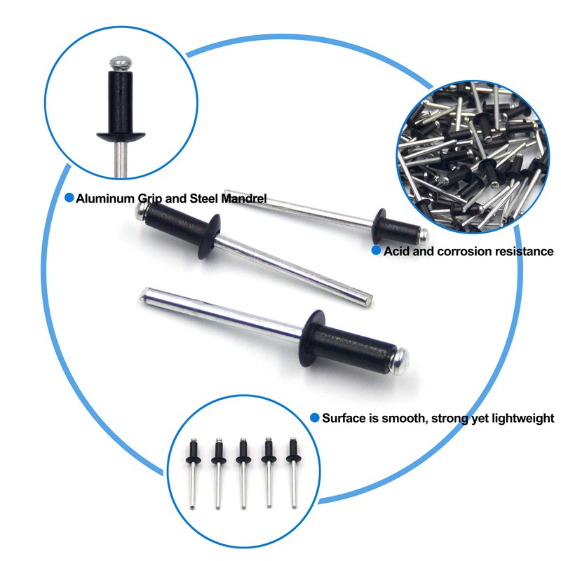 BESTYCHAO 100pcs Aluminium Blind Rivet 4mm x 10mm, Open End