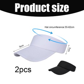 DHWEKU Pack of 2 Visor Cap, Fashion Peaked Cap Men and Women, Breathable and Sweat-Absorbing Summer Cap with Sun Visor, Sun Protection Umbrella Cap for Outdoor Golf Tennis, Black, White, Black and