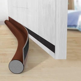 AiQInu Draught Excluder for Doors, Single Sided Door Draught Excluder, Soundproof, Keeps Draught and Against Insects, Door Seal Keeps Warm and Cold, 96 cm x 8 cm, Brown