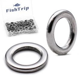 FishTrip Solid Rings Fishing 50Pcs - Stainless Steel Ring for Assist Hooks Jigs Butterfly Rigs Saltwater Freshwater (Size 5_ 400lbs)