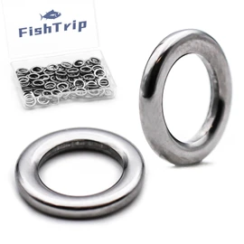 FishTrip Solid Rings Fishing 50Pcs - Stainless Steel Ring for Assist Hooks Jigs Butterfly Rigs Saltwater Freshwater (Size 5_ 400lbs)