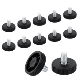 sourcing map 12Pcs M10 Thread Furniture Feet Levelers, 40x17mm Adjustable Leveling Table Feet, Screw on Furniture Glide Leveling for Chair Stool Legs, Black