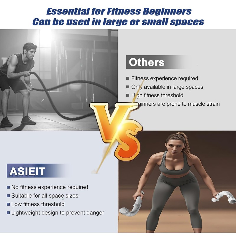 Konbison Battle Ropes for Home Gym Heavy Exercise Training Workout,