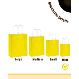 qiqee 24PCS Mini Gift Bag with Handles Bulk 4.5"x2.5"x6" Gift Bags Bright Yellow Bags Multiple Uses