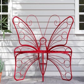 Udorich Enhance Your Garden with Modern Butterfly Cast Metal Garden Bench, Elegant Outdoor Seat for Patio, Park, or Entryway