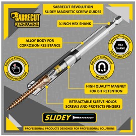 5 x SabreCut SCRSGK1 80 mm and 120 mm magnetic retractable hex screw guide and 25 mm PH2 bit set for screw bits, screwdrivers and other accessories, compatible with Dewalt Bosch and others
