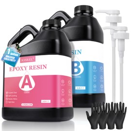 Epoxy Resin 1Gallon - Crystal Clear Epoxy Resin Kit - No Yellowing No Bubble Art Resin Casting Resin for Art Crafts, Jewelry Making, Wood & Resin Molds(1/2 Gallon x 2)