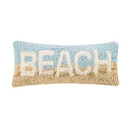 Peking Handicraft 30TG449C05OB Blown Filled Hook Throw Pillow, 12-inch Length, Wool and Cotton (Beach)