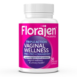Florajen Suplemento De Probióticos, Prebióticos Y Arándanos Vaginales Para Mujeres, Para Reforzar El Sistema Inmunológico Y La Salud Digestiva, 30 Cáp
