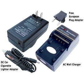 iTEKIRO AC Wall DC Car Battery Charger Kit for SS-1G SS831014 DB-60 Sea & Sea DX-1G DX-2G Digital Cameras + iTEKIRO Lens Cleaning Pen
