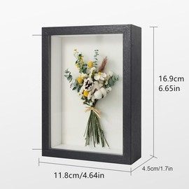 4x6 Small Shadow Box Frame Display Case with Real Glass,Display Case Box for Memorabilia,Wedding Memories,Pins,Awards,Crafts,Tickets and Photos (Black,Rjgyxq)