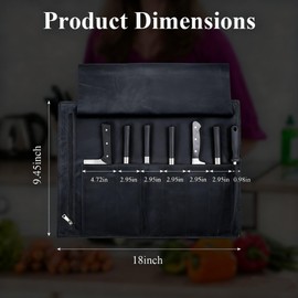 YLZZMDQSZ Leather Chef Knife Roll Bag, Knife Bags for Chefs Professional, Large Zippered Pouch & 7-Slot Professional Knife Roll, Chef Knives Storage Bag for Kitchen Tools Culinary Accessories