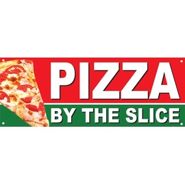 Generic 4 Less Co 18x48 Inch PIZZA BY THE SLICE Vinyl Banner Sign With Grommets rgb, Small, Red
