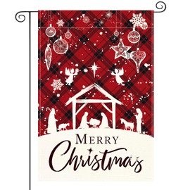 Merry Christmas Garden Flag, 12x18 Inch Christmas Nativity Scene Double Sided house flag, Yard Flag For Party Home Outdoor christmas decorations