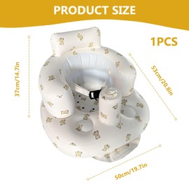 WJWINER Inflatable Baby Seat for Babies from 3 Months, Baby Seat, Baby Seat Aid with Harness, Baby Sofa Seat, Baby Floor Seats, Portable Inflated Dining Chair for Baby (Small Bear)