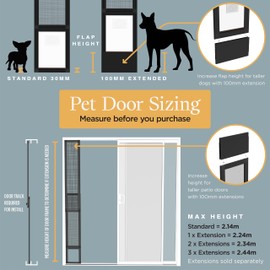 Hakuna Pets V2 Patio Pet Door Screen Insert Panel for Sliding Doors, Fits Door Track Min Ht 55.12" to Max Ht 84.25",UV Resistant Mesh, Locking Magnetic Dog Door, Easy Install and Removal, Small, White