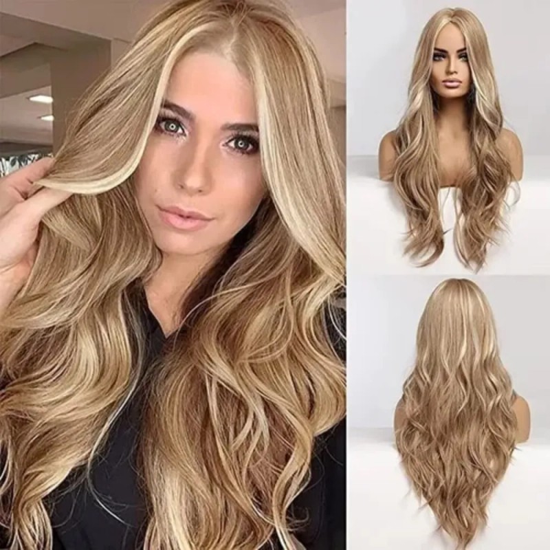 Pelucas Natural Rubia Cosplay Largas Rizada Para Mujer Dama